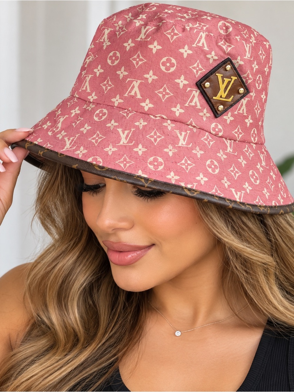 Louis Vuitton Rose Monogram Reversible Bucket Hat